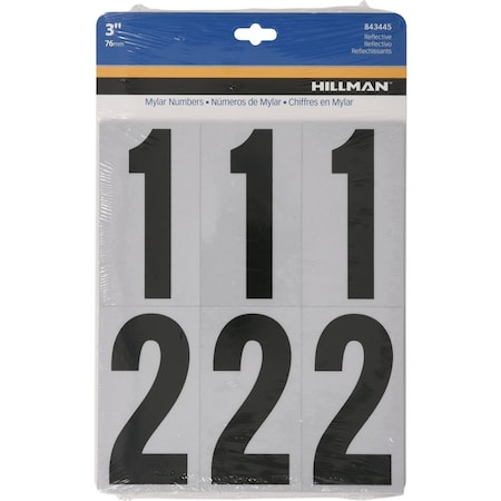 Hillman HILLMAN 3 in. Reflective Black Vinyl Self-Adhesive Number Set 0-9 26 pc 843445